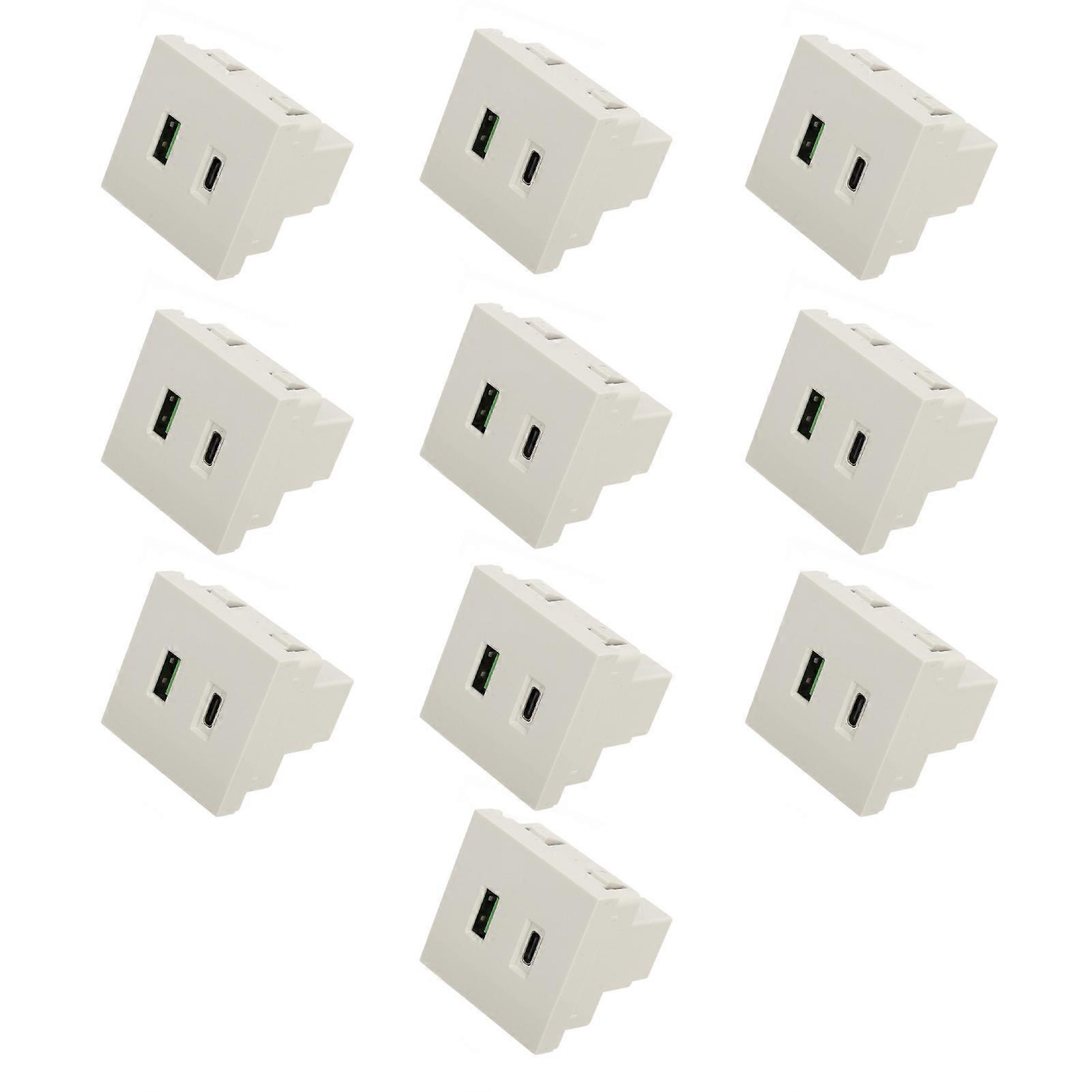 10pcs USB Type C Wall Outlet Recessed Anti Reverse Insertion Function Fast Charging USB Type C Socket for Computer Phone AC 110‑240V 