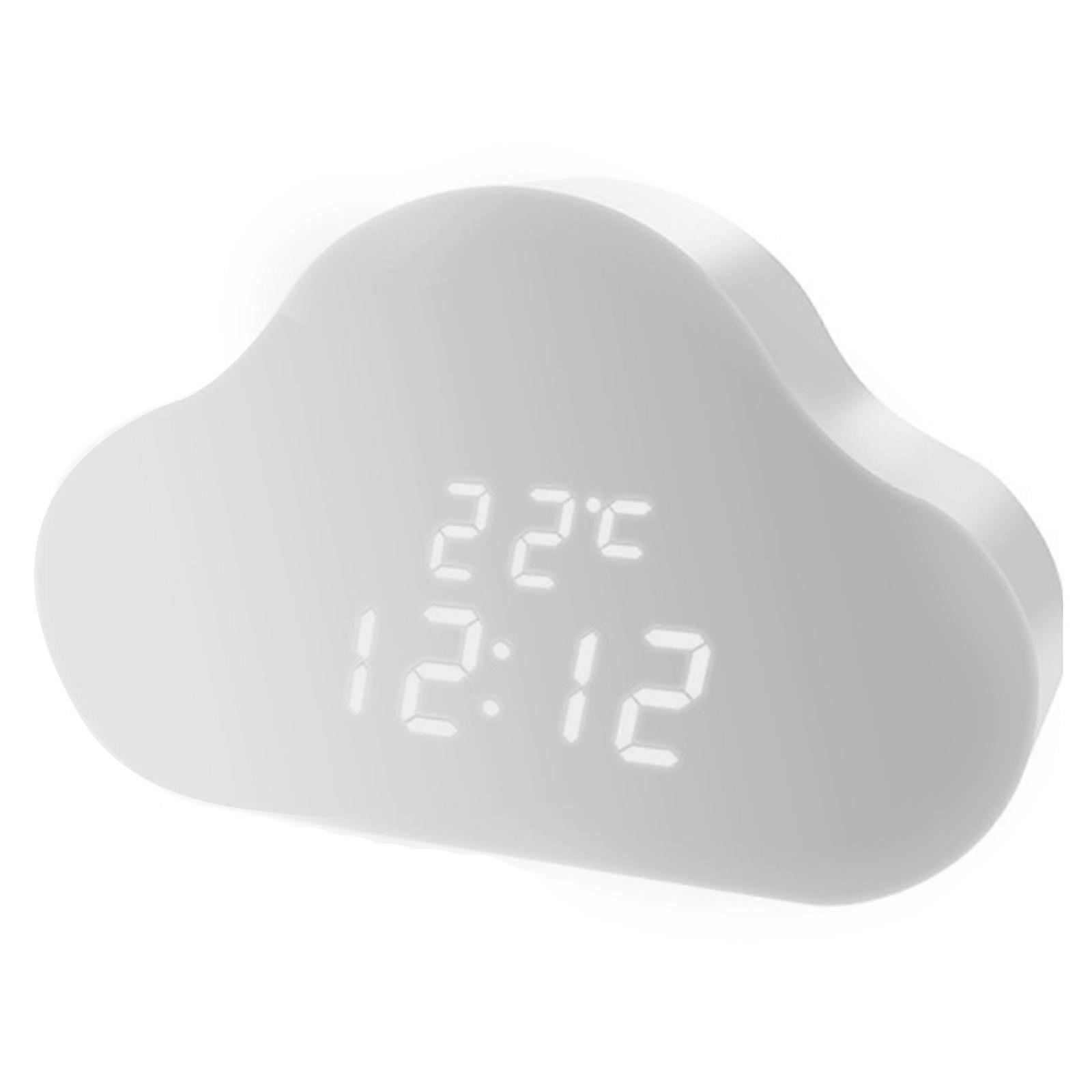 Wooden Alarm Clock Timekeeping Accuracy And Room Temperature Monitoring Digital Display Time Clock for Home  White