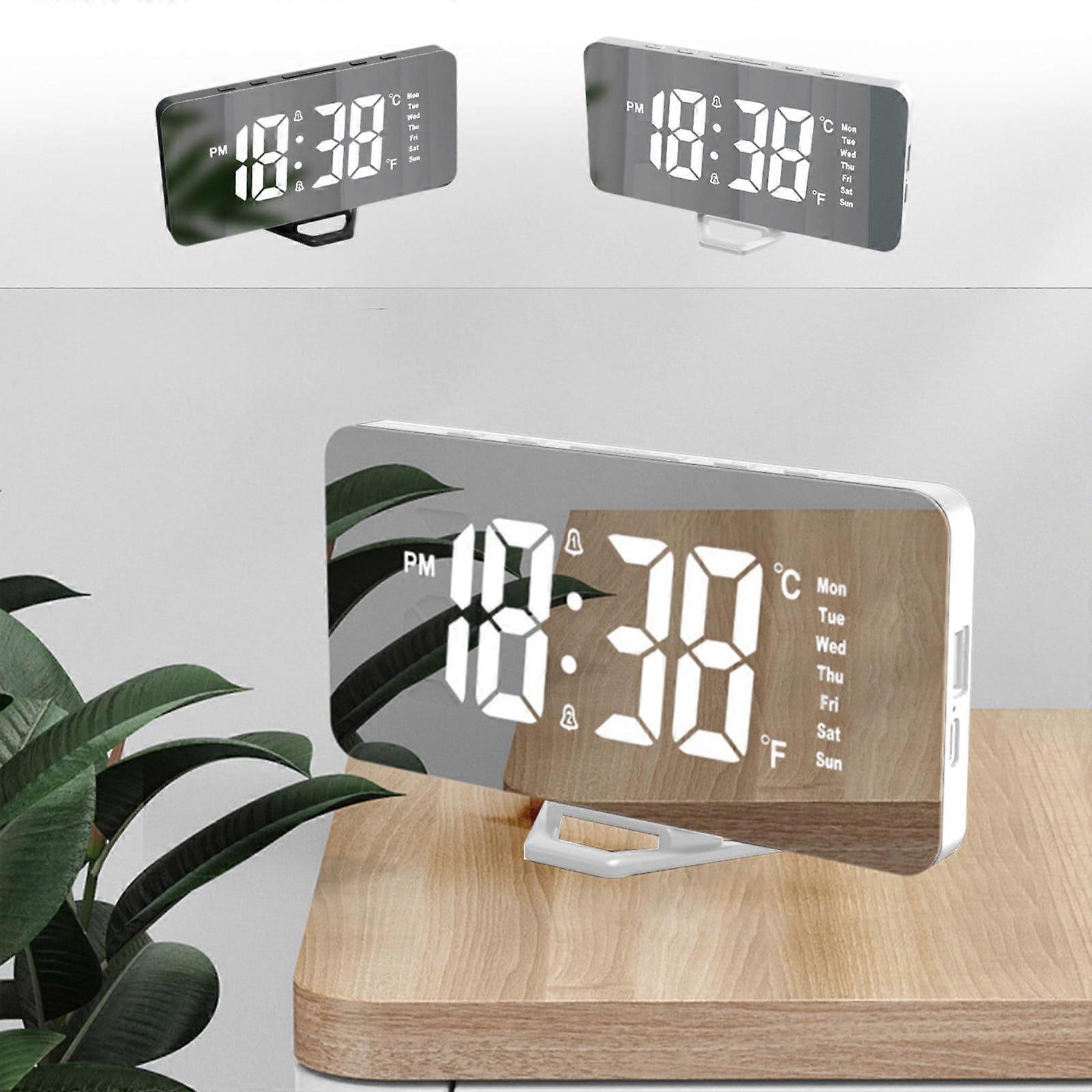 Jacenvly Fall Decorations for Home Digital LED Clock with Temperature Display, 12/24H Switching, Snooze Alarm, Plug-in Version