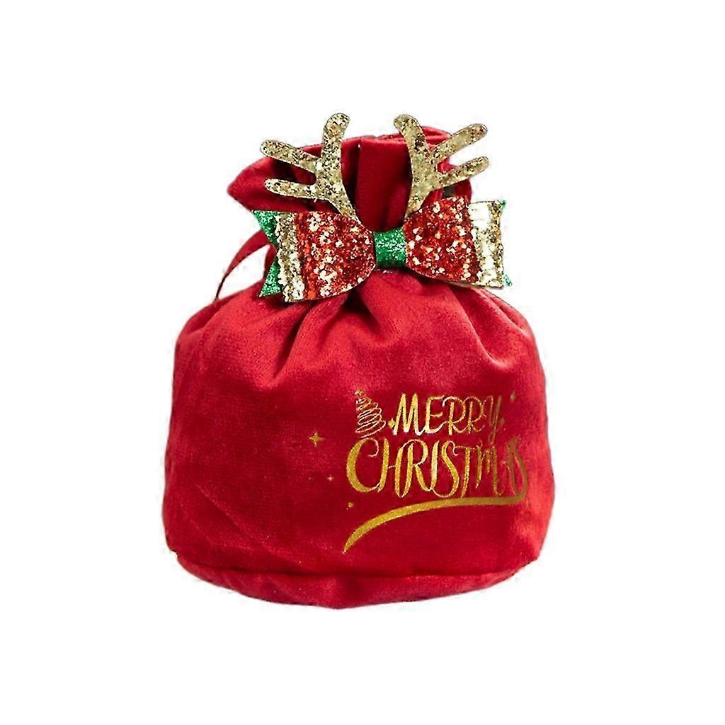 Jul Sammet Tyg Presentpåse med Tie Ribbon Påsar Handhållen
