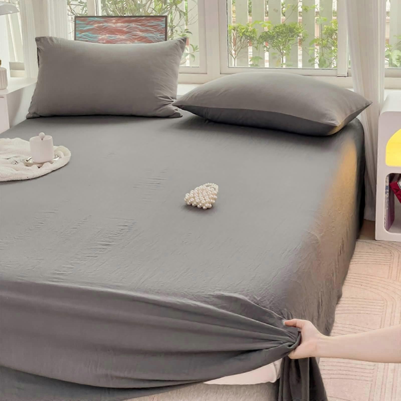 Sheet Sets 90 X 96 Inches Cotton King Size Bed Sheets Solid Color Dark Grey