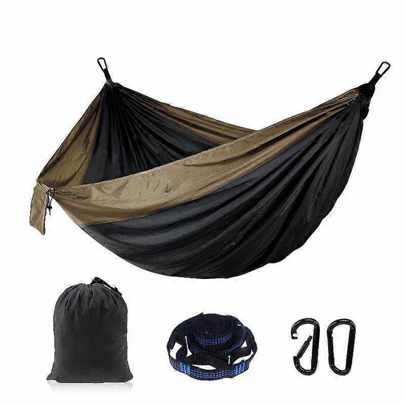 Double hammock with tree ties and mountain hooks - suitable for camping and travel, camping gear
