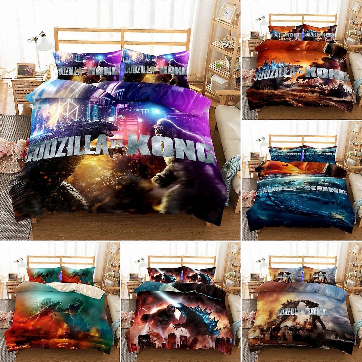 GODZILLA KONG Quilt Duvet Cover Set 2/3 Pcs Bedding Set Dorm Single Double King