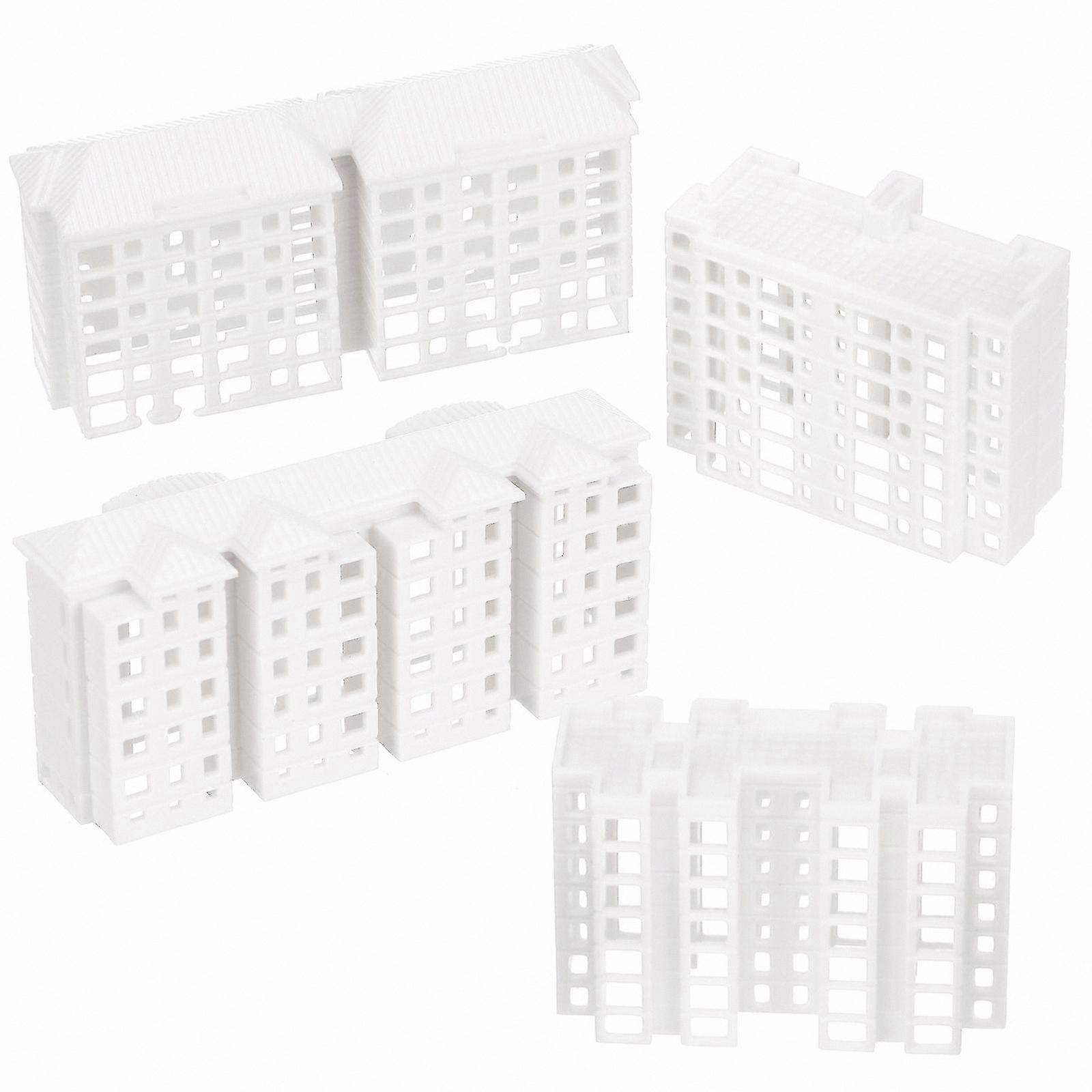 4-Pack Miniature Plastic Apartment Building Models for Microlandscape Layout Props Small Scale Architectural Décor