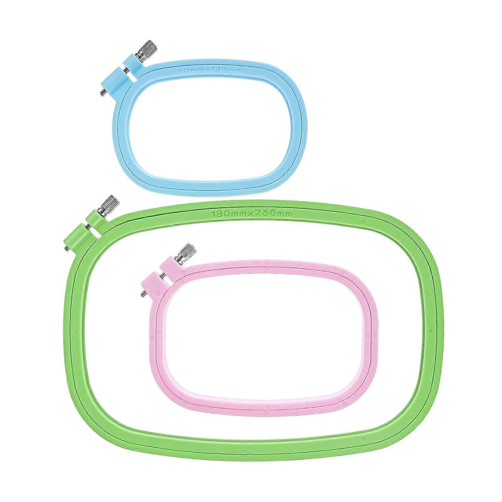 Pack of 3 Candy Colored ABS Square Embroidery Hoop for Hand Stitching Craft Projects Reusable Hand Embroidery Frame Multicolor