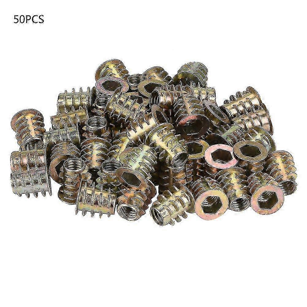 w 50Pcs M6 Zinc Alloy Inside Hex Socket Insert Nuts for Wood Furniture (M6*12)