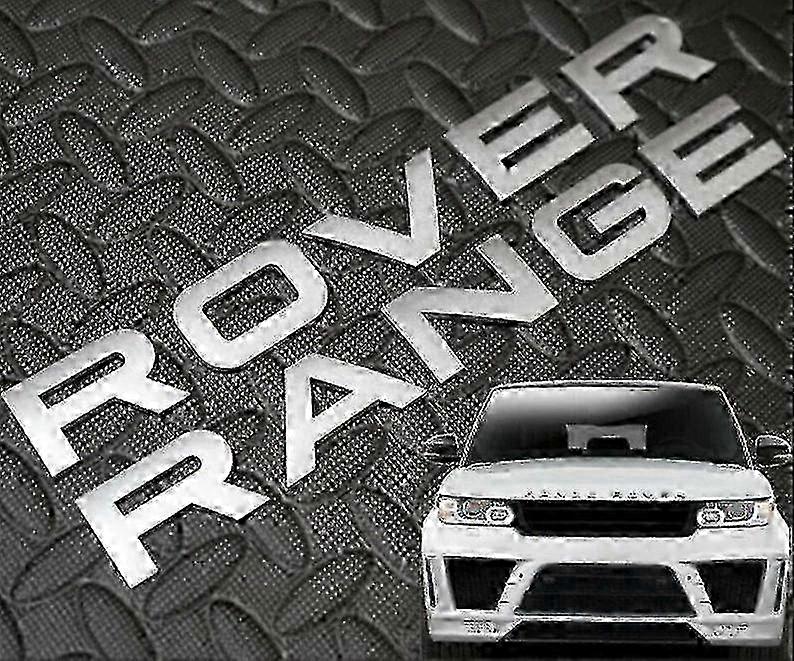 Matt silver range rover front grill bonnet badge emblem bonnet and back boot lettering badge (pack of 2)