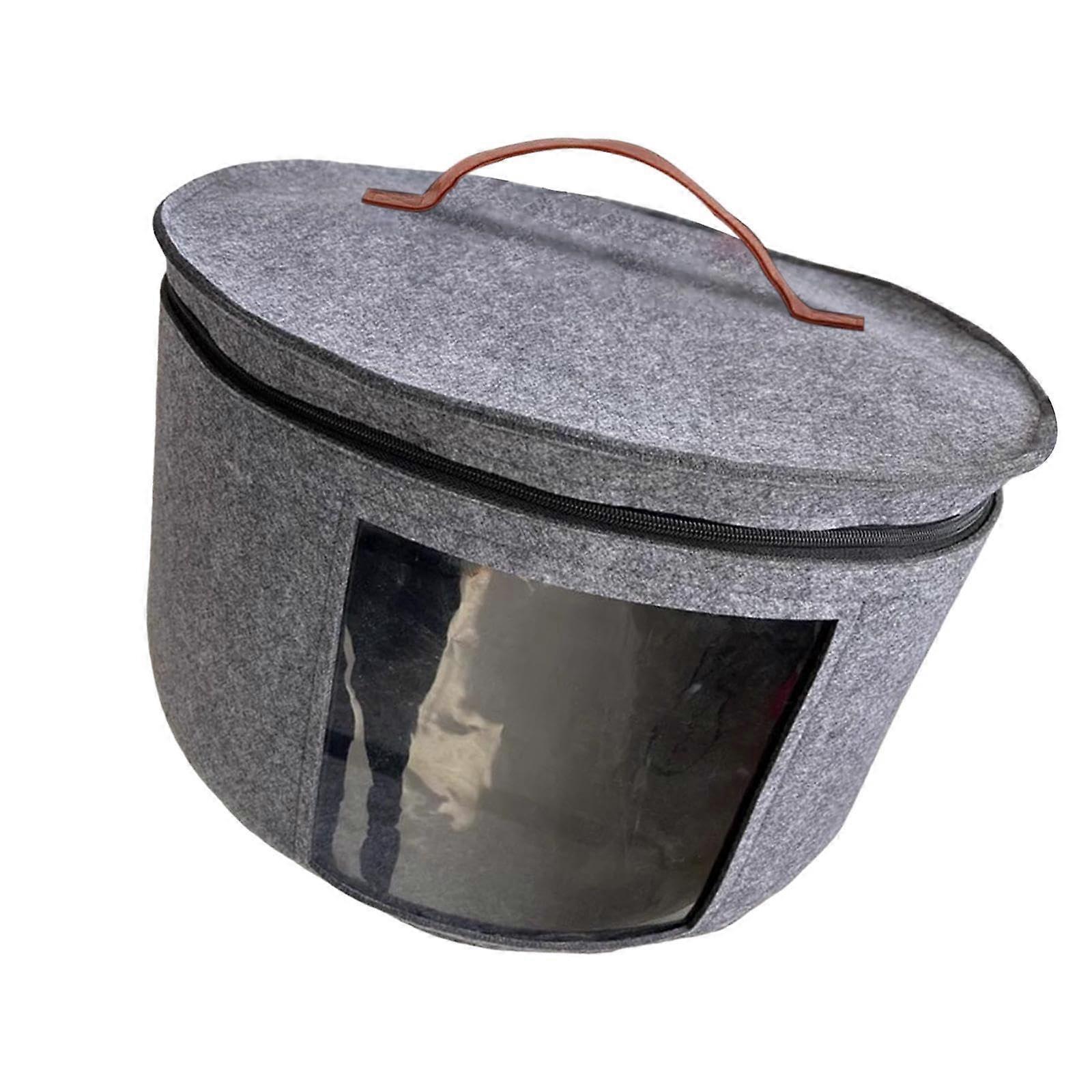 Cowboy Hat Storage Box with Zipper Closure, Foldable Portable Hat Carrier Organizer, Gray