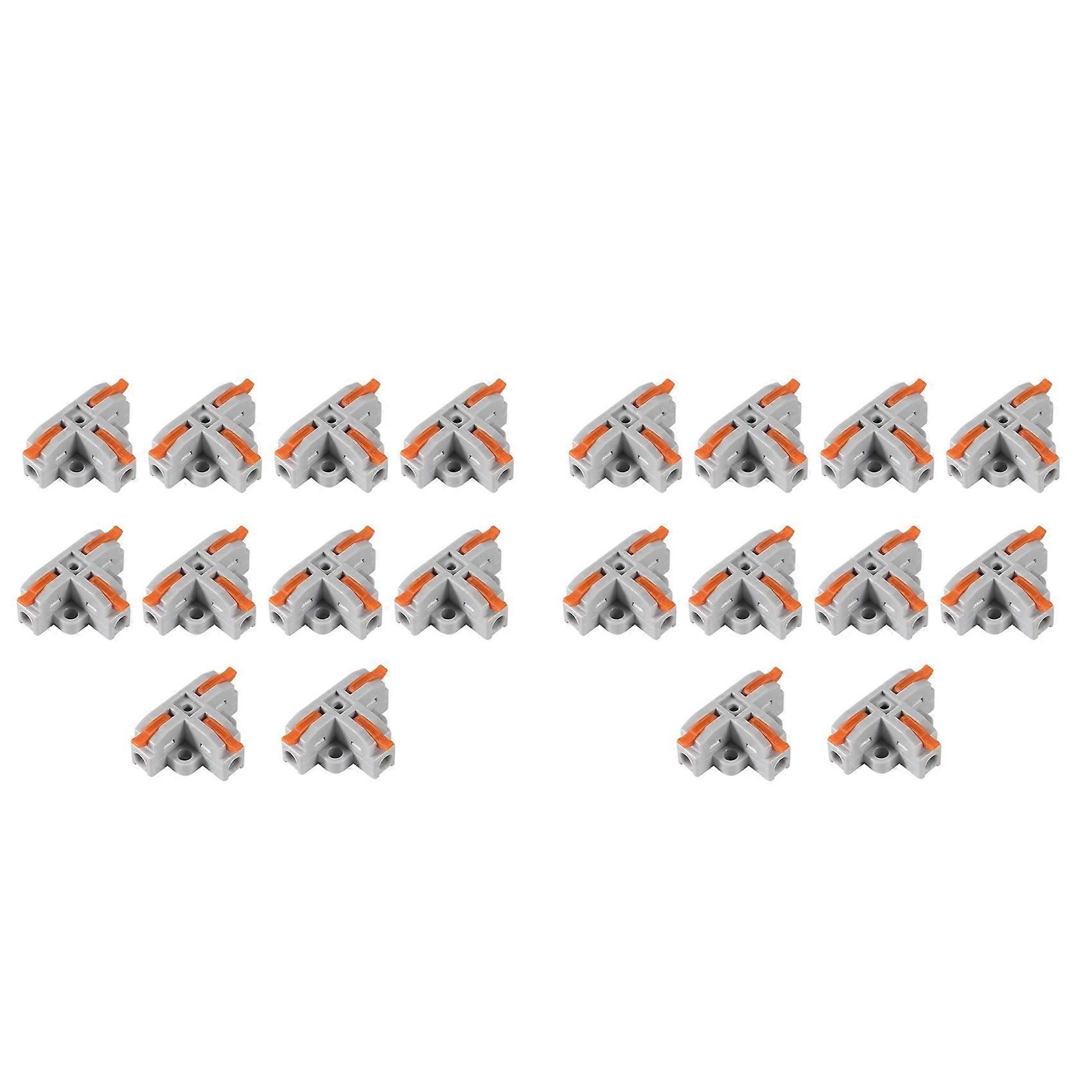 20Pcs Compact Wire Conductor Connector, T-Shape Lever Nut Wire Connector, Quick Splitter 3 Way Electrical Connectors