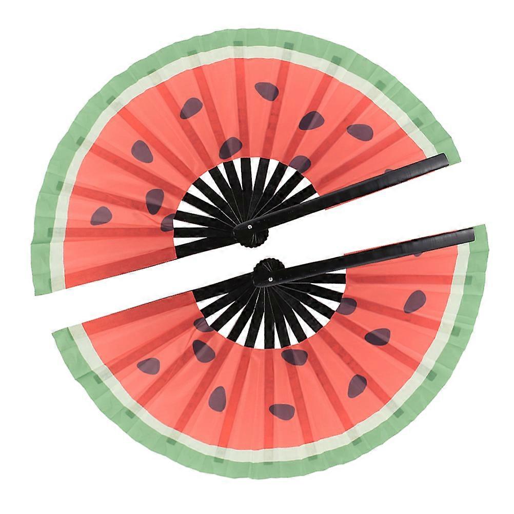 2Pcs Handheld Fan Watermelon Folding Fan Japanese Style Dancing Fan Large Performance Fan