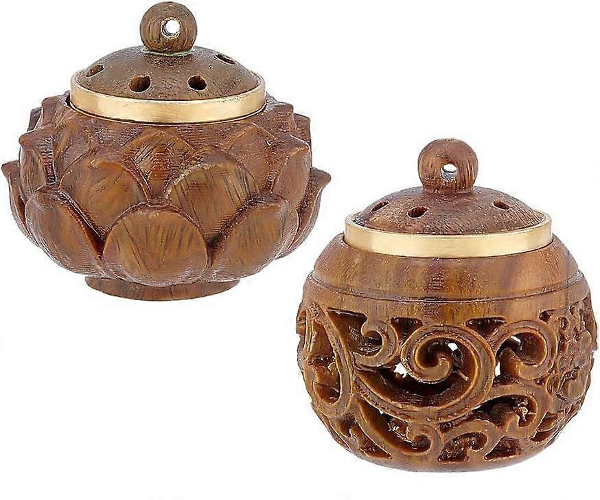 2 Styles Engraved Hollow Wood Pendants Aromatherapy Essential Oil Diffuser Pendant Openable Charms for Diffuser Undyed Keychain Necklace Car Pendant D