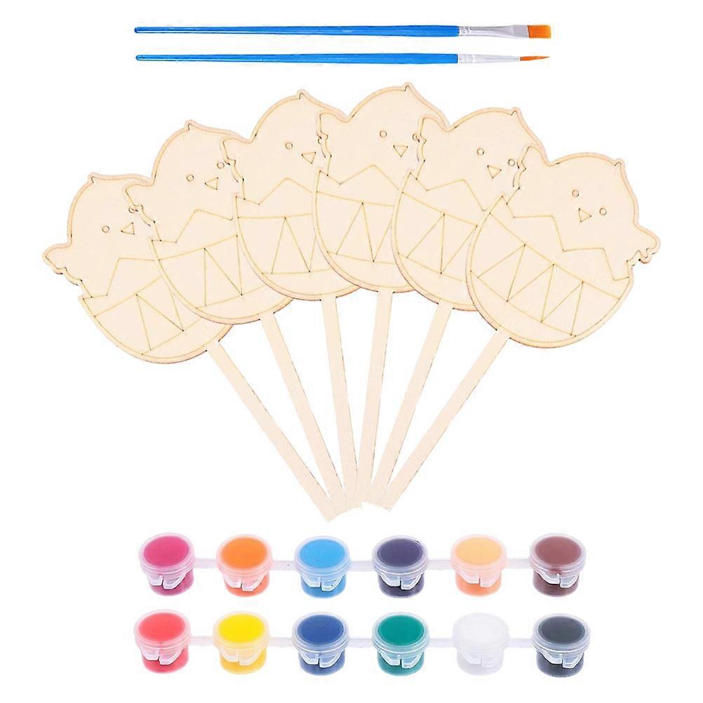 Kids Easter DIY Arts Wooden Chick Insert for Easter 5Sets