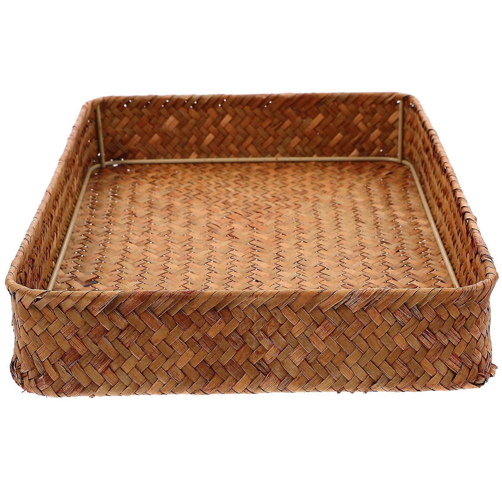 Khaki Woven Storage Tray for Fruit Display and Serving 1 Piece