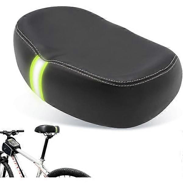 Pain-free, comfortable wide bike saddle with memory foam padded cushion