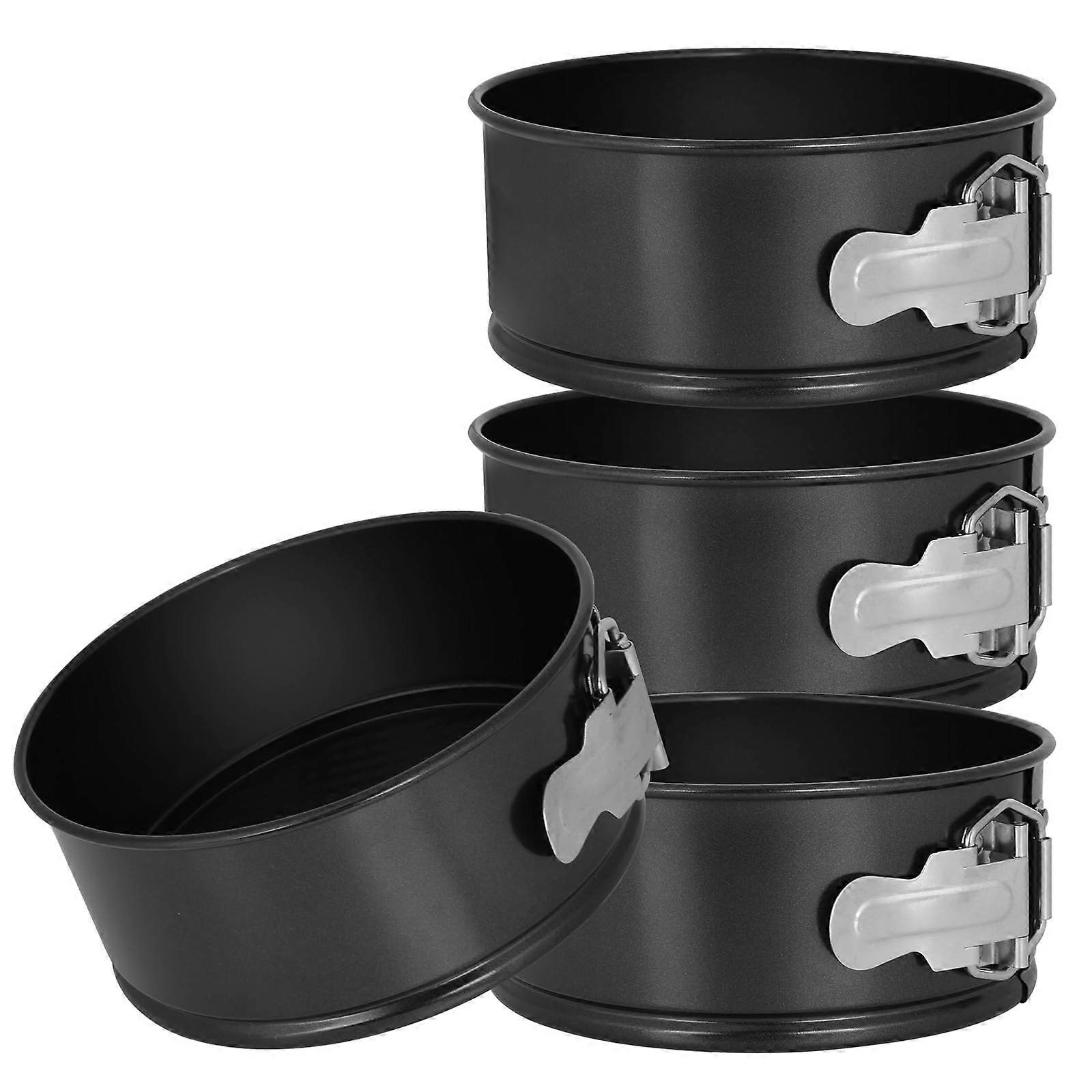 4pcs 6 Inch Nonstick Springform Pan Set for Cheesecake with Removable Bottom Baking Molds Black