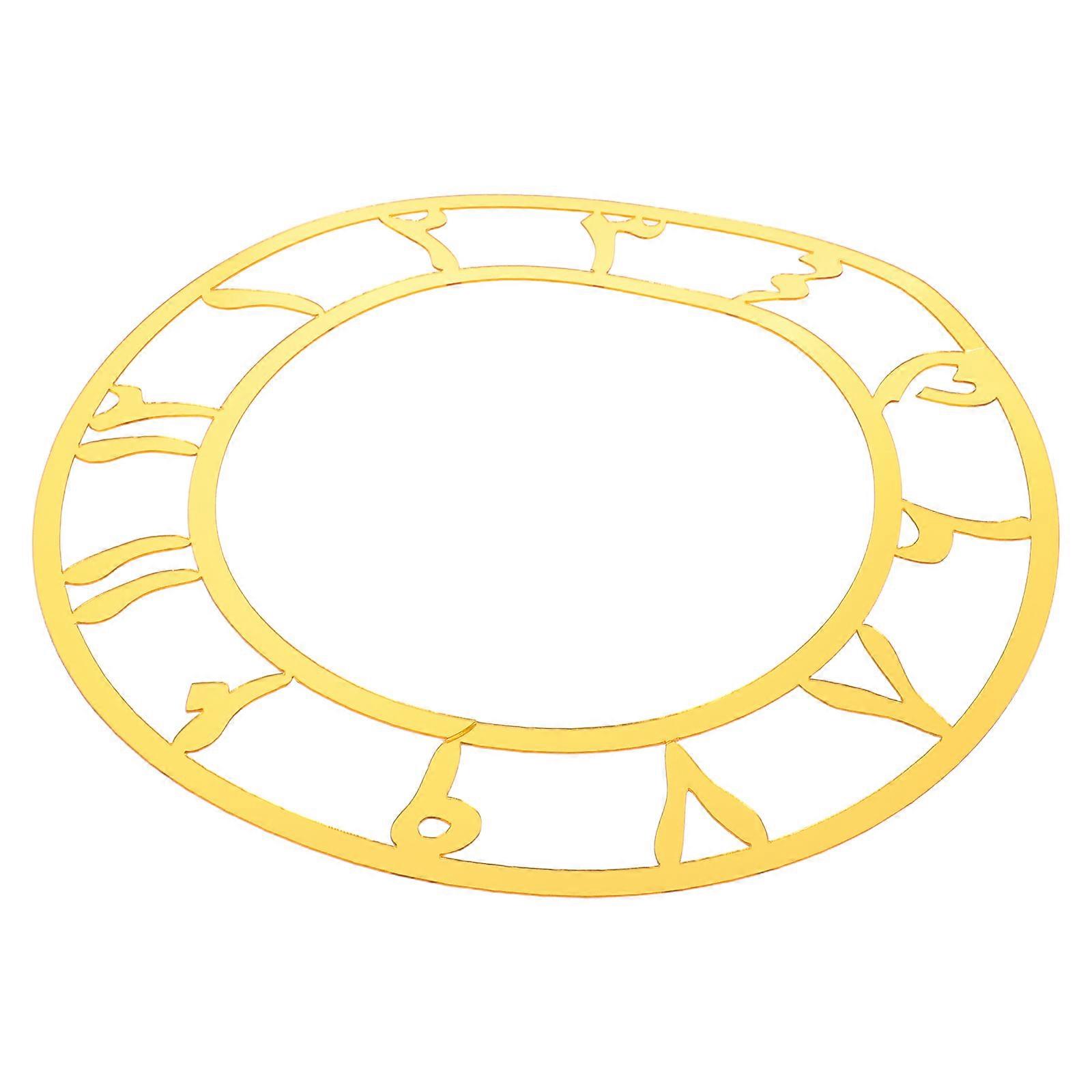 Round Golden Acrylic Clock Face DIY Decorative Mirror Clock Face Decal