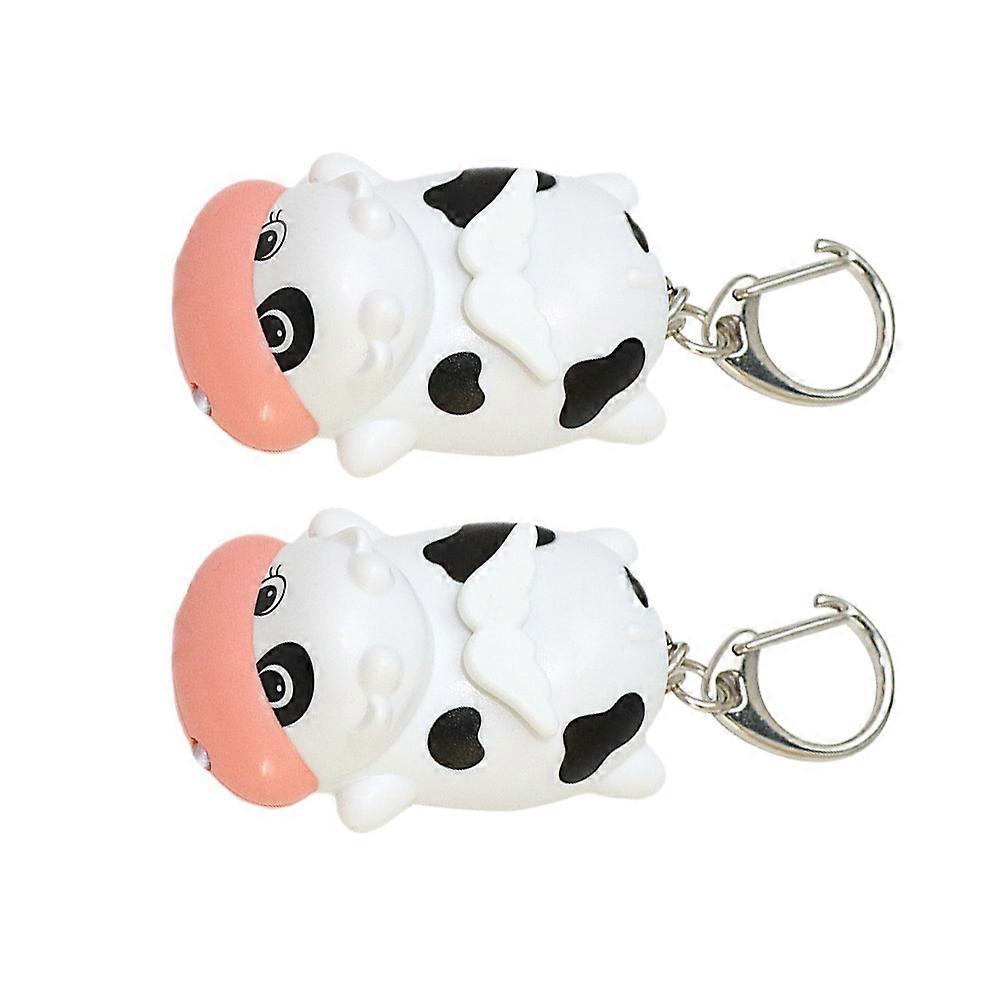 Cartoon Keys Pendant Cows Designed Keychain for Decor 4Pcs Luminous Fun