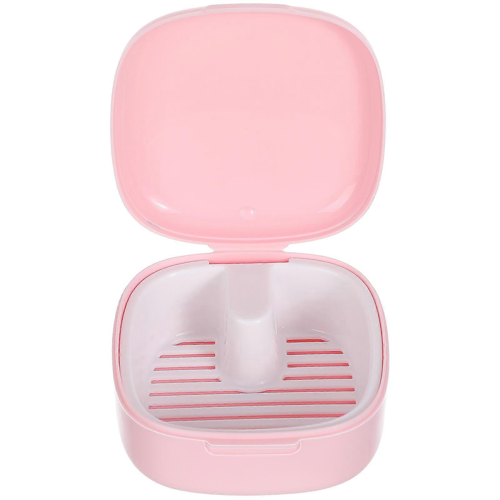 Retainer Holder Portable Storage Case for Cleaning Use 2Pcs Pink Plastic