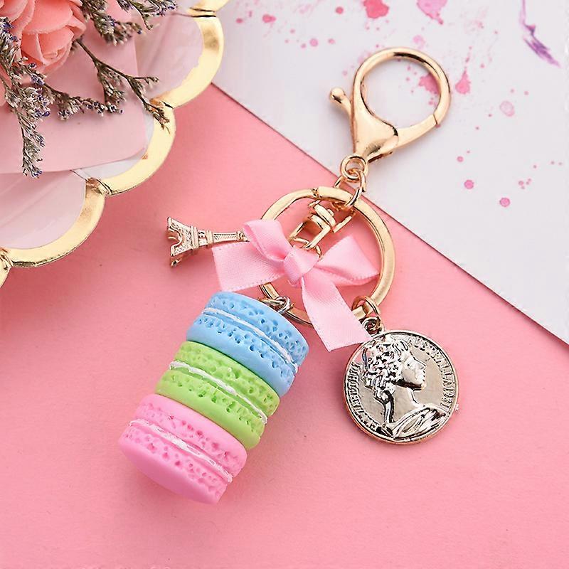 Resin Macaroon Keychain Key Chain Women Macaroon Bag Charm France LADUREE Macarons Eiffel Tower Keychains anahtarlik llavero