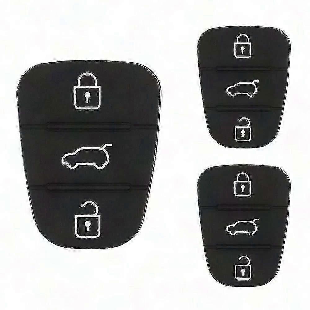 3 Pack 3 Button Car Key Rubber Button Remote Control Key Case Replacement Parts