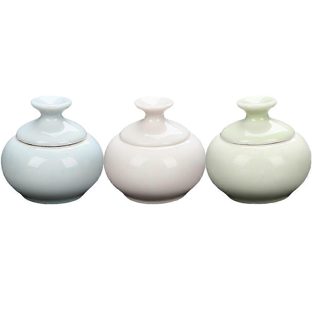 Ceramic Face Cream Jar for Storage 3Pcs Assorted Color Makeup Container