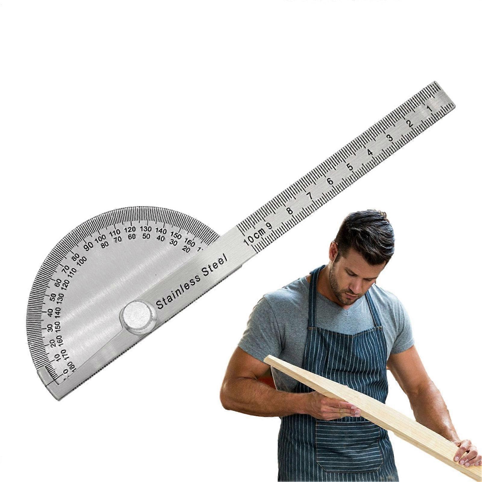 Protractor Angle Finder 0180 Degree Stainless Steel with Lockable Arm for Precise Woodworking