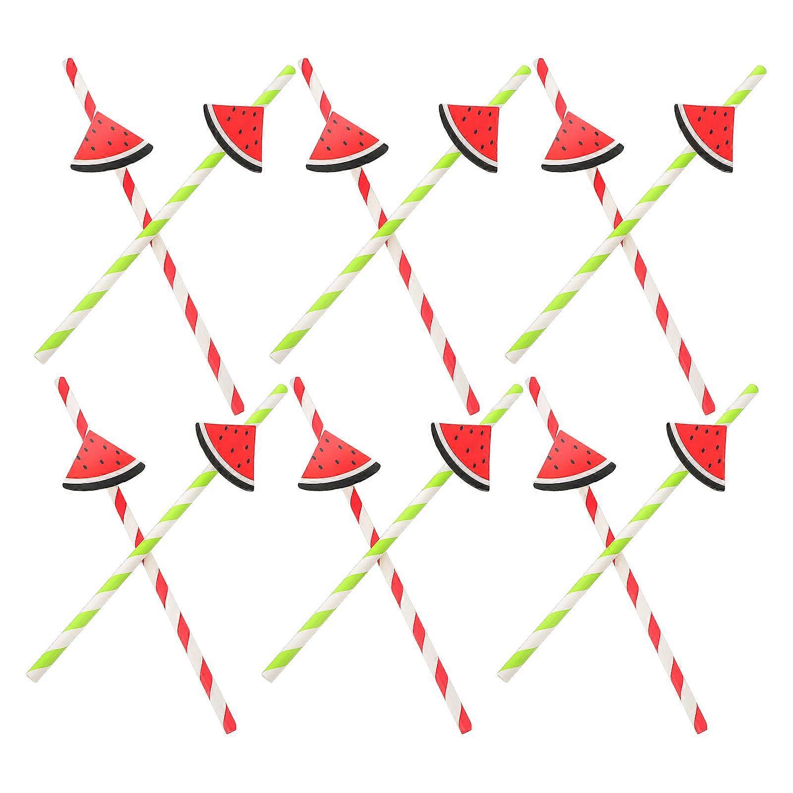 Watermelon Straw Drinking Straws for Birthday Party 40Pcs Assorted Color
