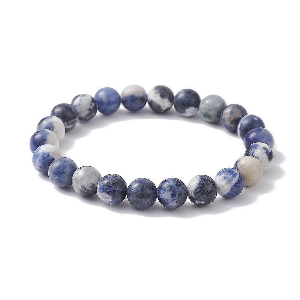 Natural Sodalite Round Beaded Stretch Bracelets Inner Diameter: 2-1/8 inch(5.5cm)