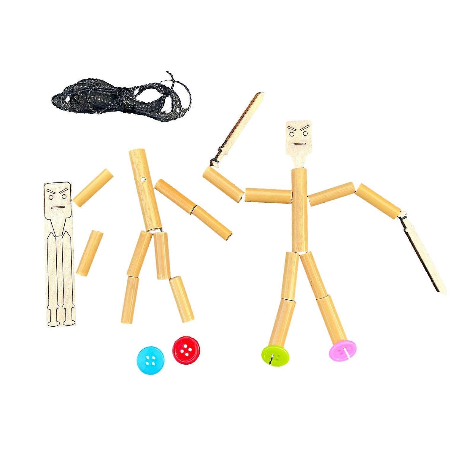 Bamboo Puppet Kit with 9 Section Design for Kids Interactive Craft Game