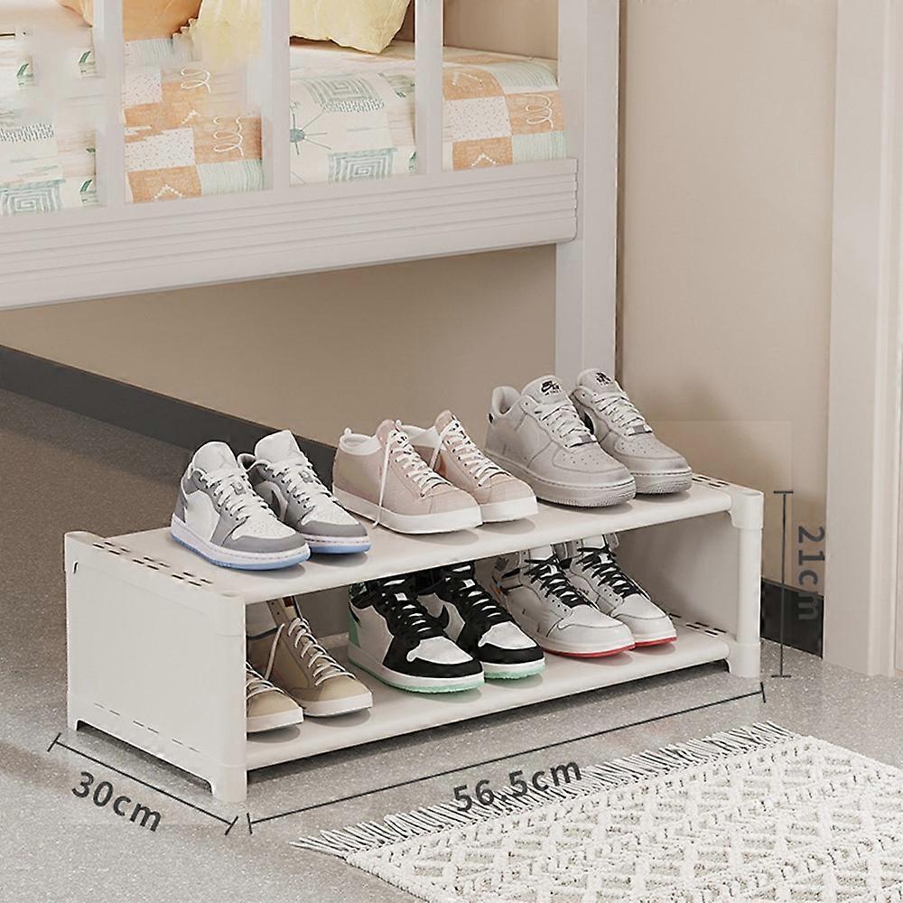 2 Tier 56.5cm Shoe Rack Space Saving Slim Under Desk Dorm Storage Organizer Multi-Function Dustproof