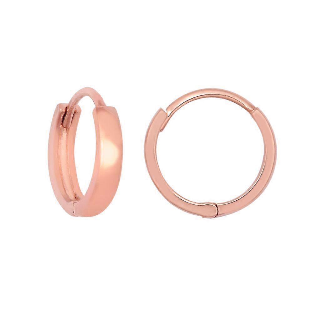 Jewelco London Ladies Solid 9ct Rose Gold Domed Polished Huggie Hoop Earrings, 10mm