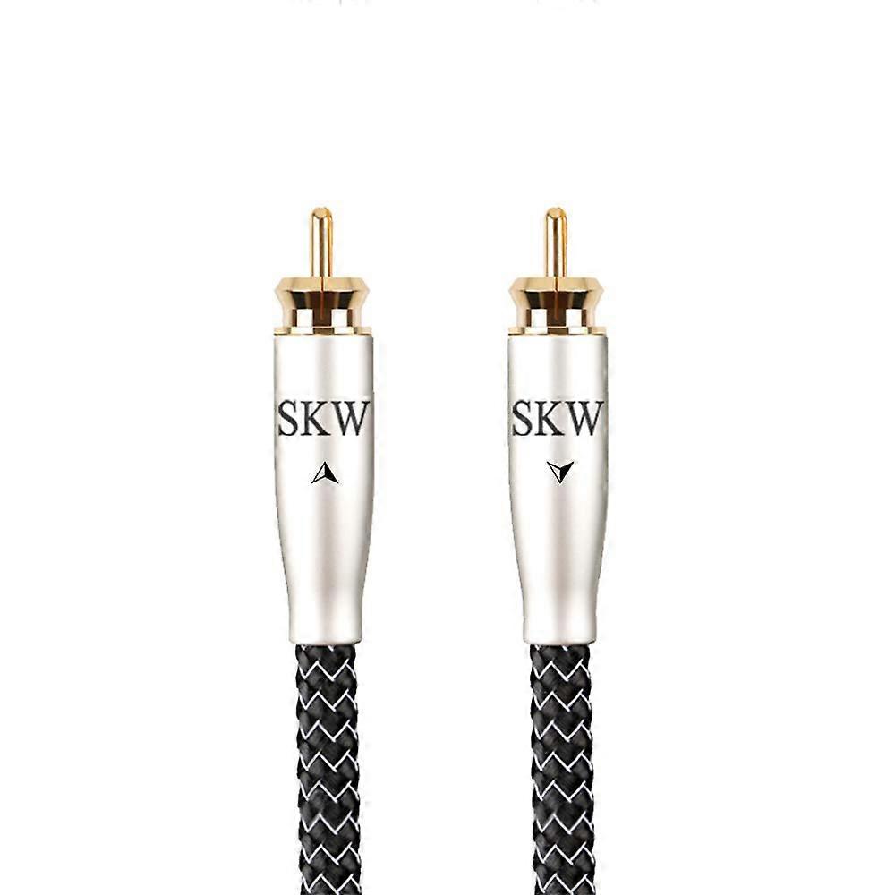 End Silver RCA Subwoofer Cable 1.5m GoldPlated Noise Reduction HiFi Audio Interconnect