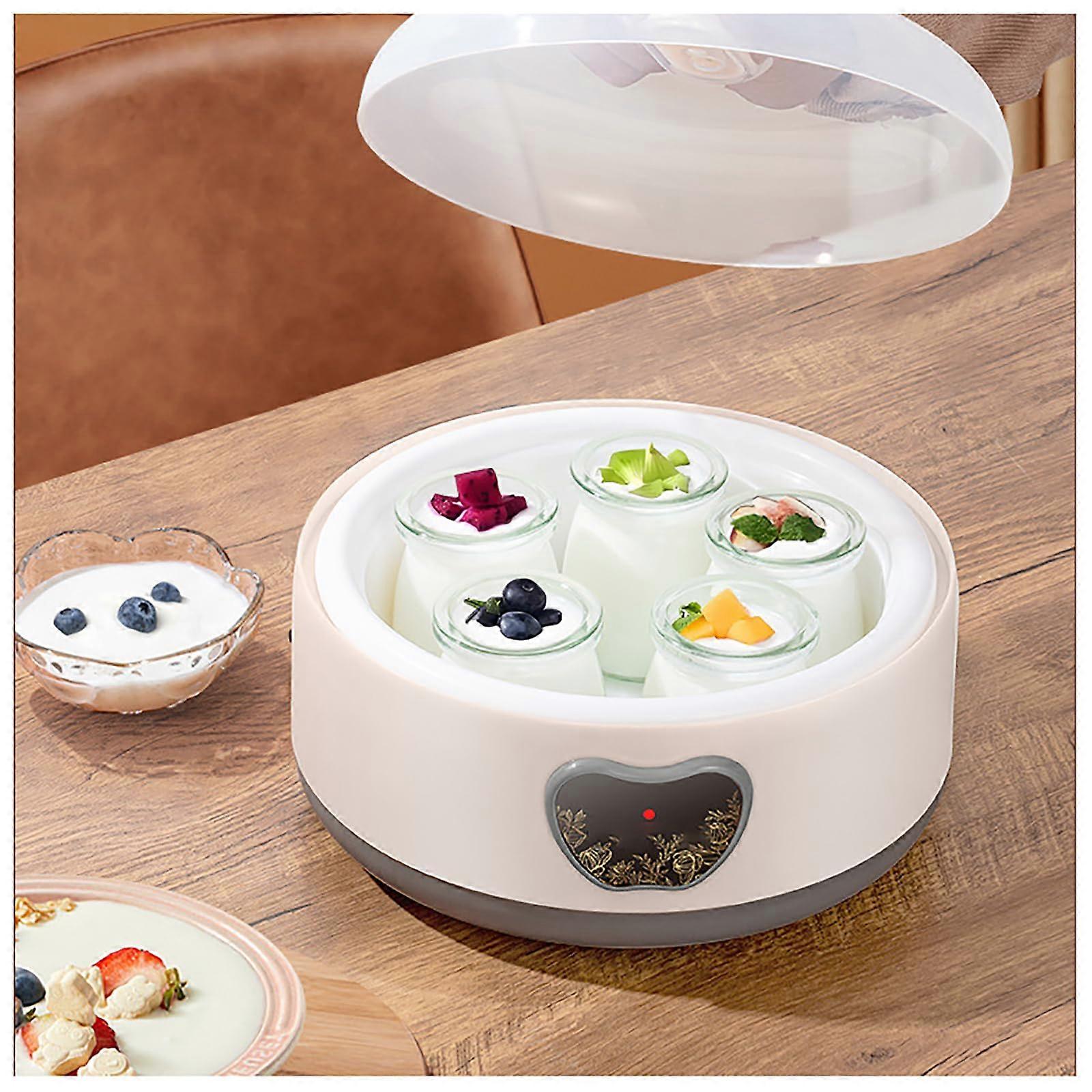 Automatic Yogurt Maker with 5 Serving Cups, Temperature Control, Transparent Lid for Creamy Yogurt