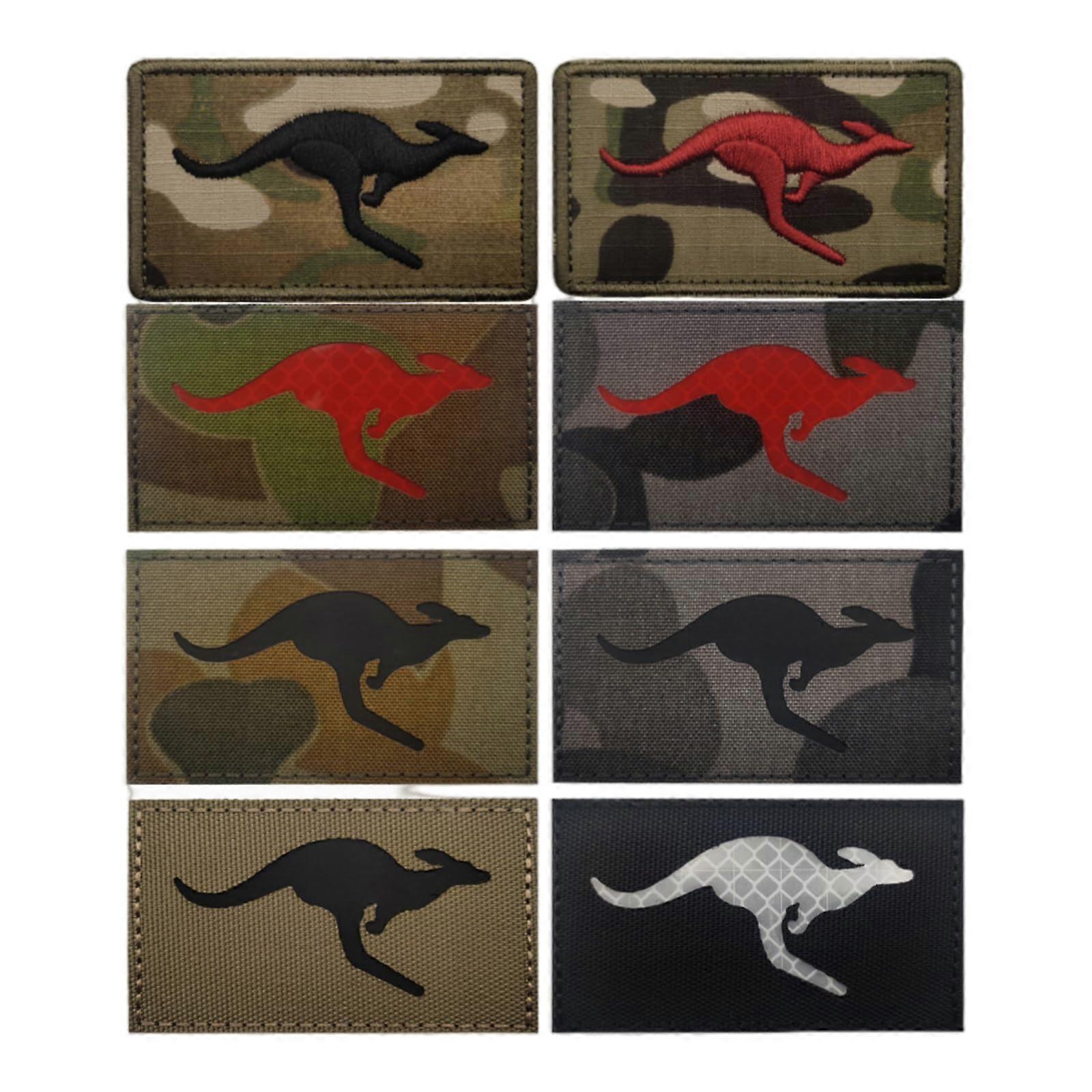 Tactical Morale Patch Set Infrared Reflective Kangaroo Flag 3D Embroidered for Vest Backpack Helmet