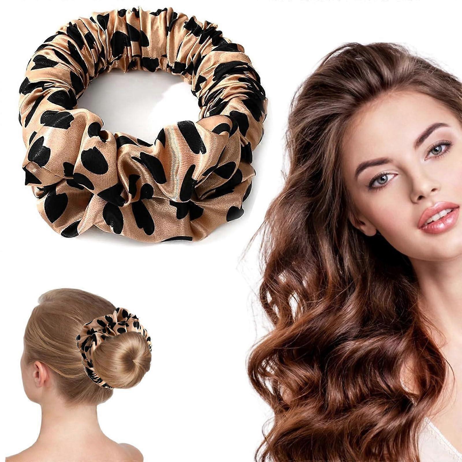 Heatless Curls Silk Scrunchie for Overnight Frizz Styling, Brown, 1 Pack