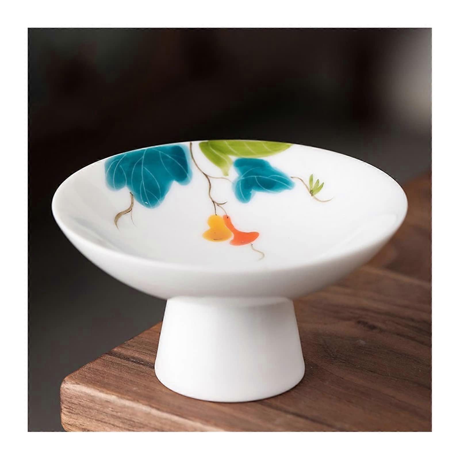 Ceramic Snack Plate ThreeSection Retro Glaze Small Serving Plate Microwave Dishwasher Safe Gourd