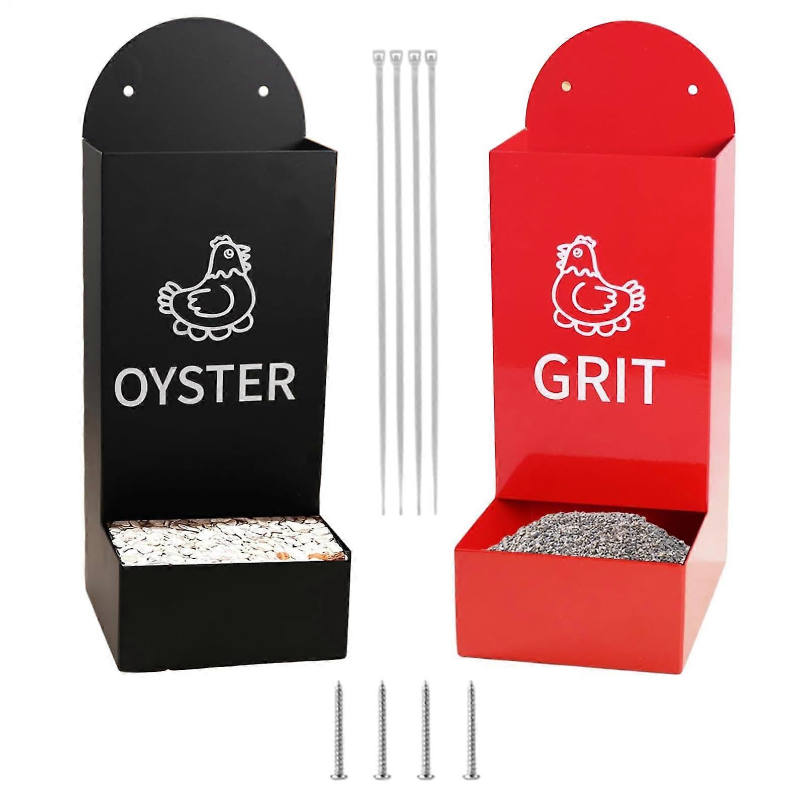 Chicken Oyster Shell Feeder 2 Pack, Weatherproof SpillProof RustResistant 13Day Capacity for Backyard Poultry