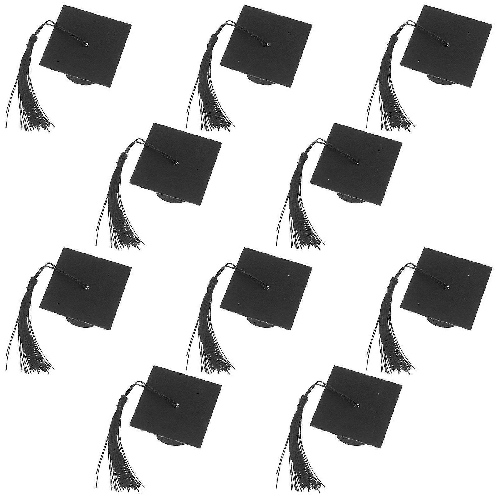 Black Mini Graduation Hat Bottle Topper for Party Use 10Pcs