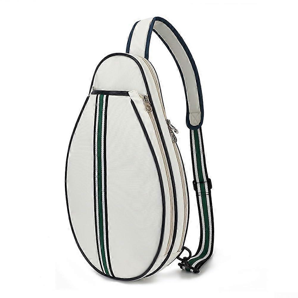 White Tennis Bag with Secure Racket Compartment and Adjustable Shoulder Strap, WaterResistant Design