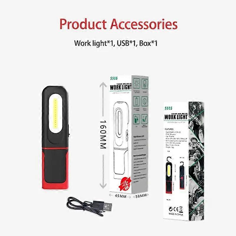 Portable Usb Rechargeable Magnetic Cob Led Work Light Hanging Lamp With Battery