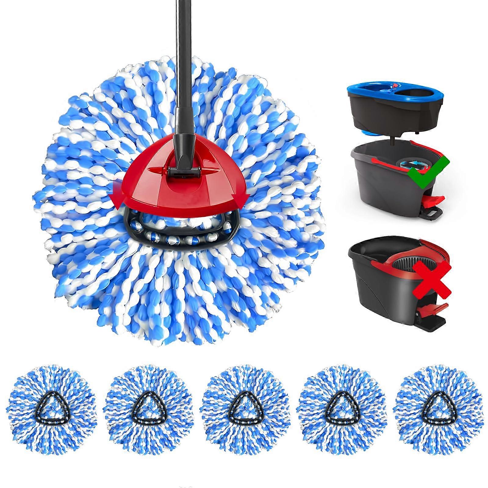 6 Pack Spin Mop Replacement Heads, Triangle Microfiber Refills Compatible with O Cedar RinseClean, Machine Washable for Hard Floors