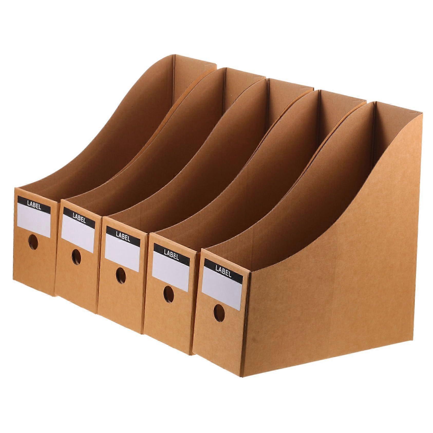 File Organizer Set with Lids, 5pcs Sturdy Document Storage Rack for Office and School Desk