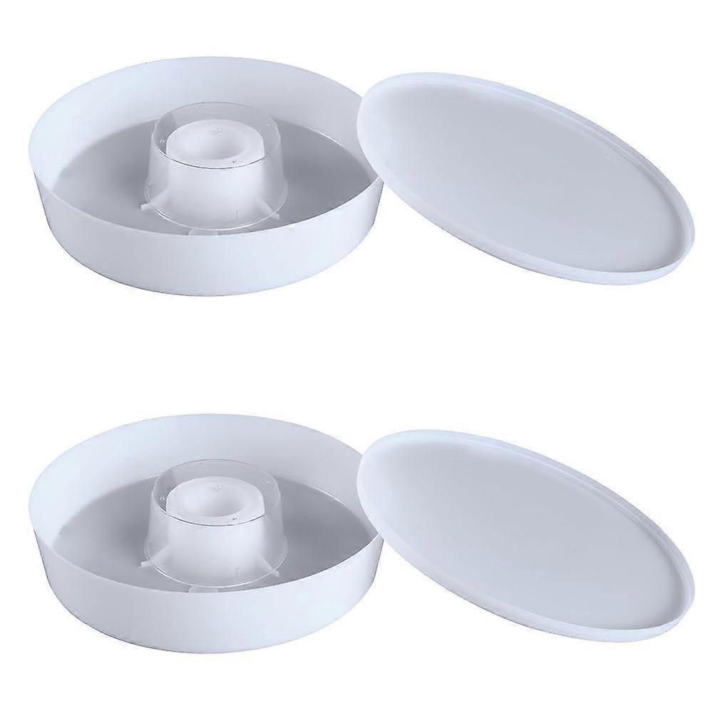 2 PCS Round Plastic Bee Feeder Set, Transparent Beehive Drinking Bowl for Beekeeping, Easy Refill