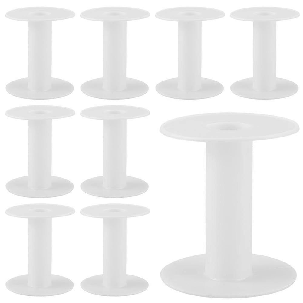 15 Empty Plastic Thread Spools 68x74mm White for Tangle Sewing Craft and Ribbon Storage