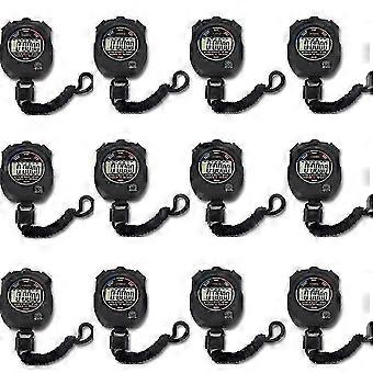 12 pack Multi-function Electronic Digital Sport Stopwatch Timer, Large Display with Date Time and Alarm Edition 529