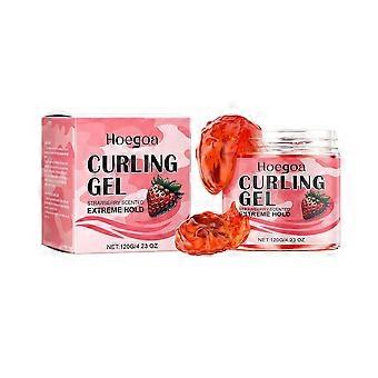 Hoegoa Strawberry Curly Hair Styling Gel Wash-Free Hair Fluffy Shape Nourishing Repair Hair Styling Cream
