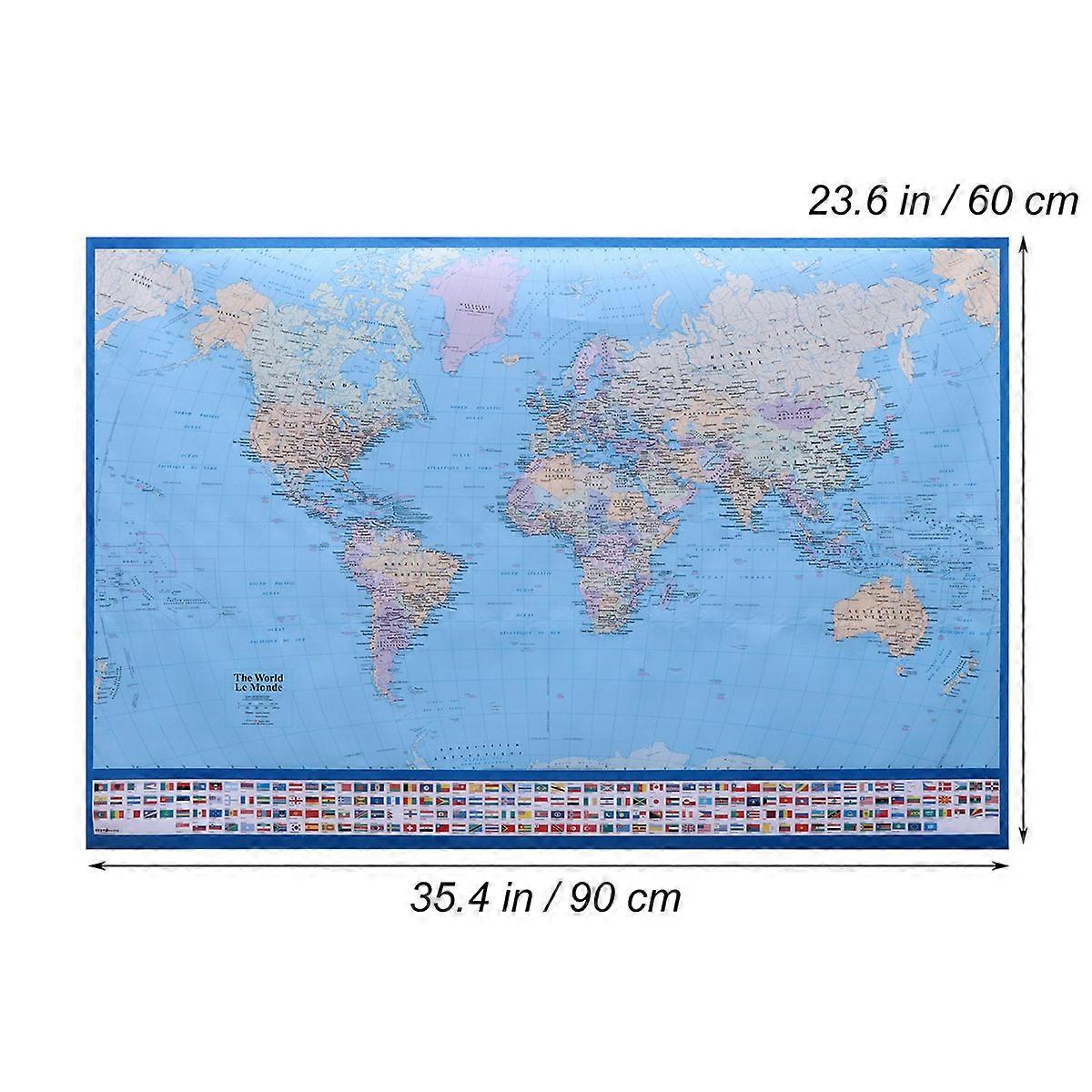 Mapa-múndi decorativo para parede, 60 x 90 cm (23,6 x 35,4 polegadas).