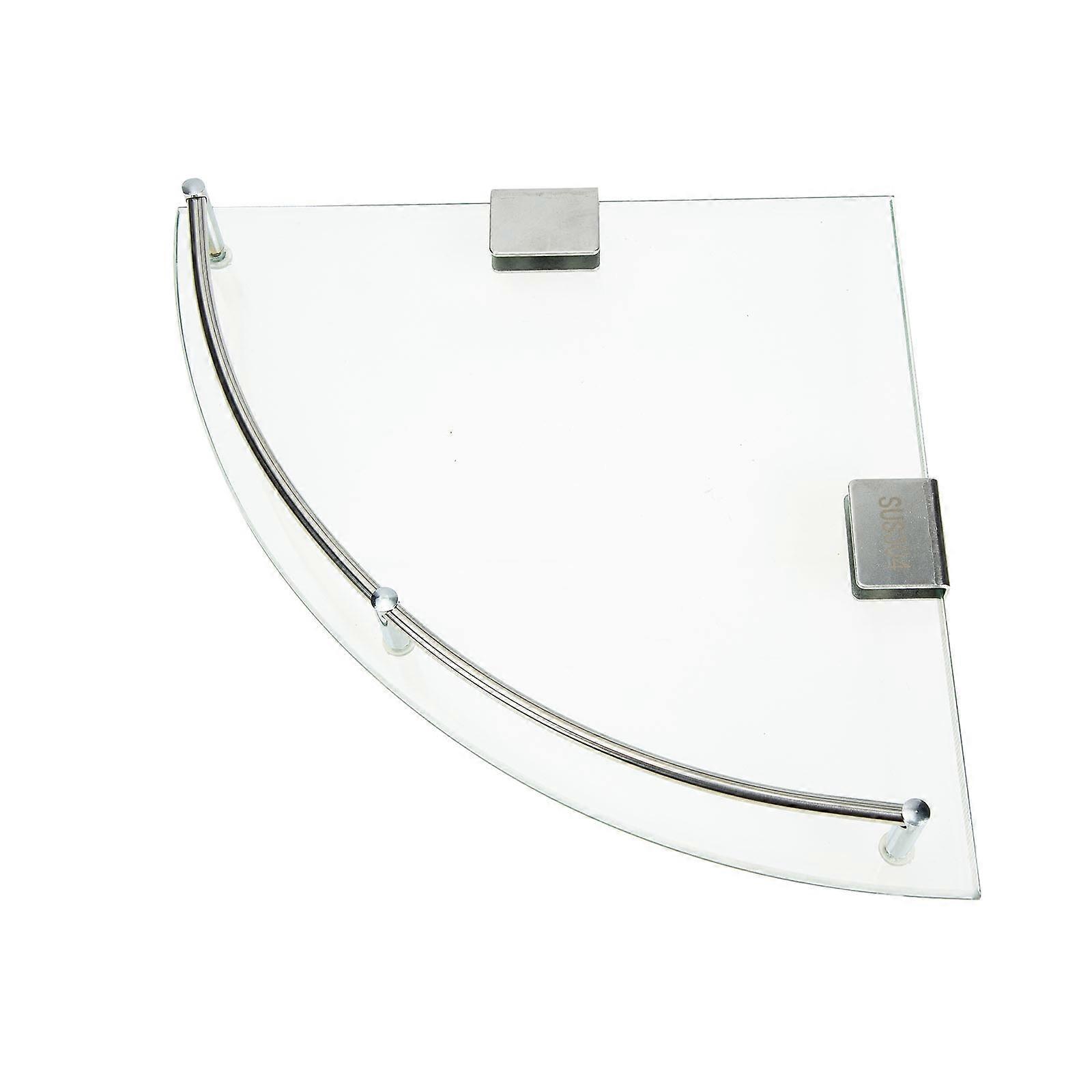 Shower Corner Rack Glass Storage Shelf for Bathroom with 3Sets
