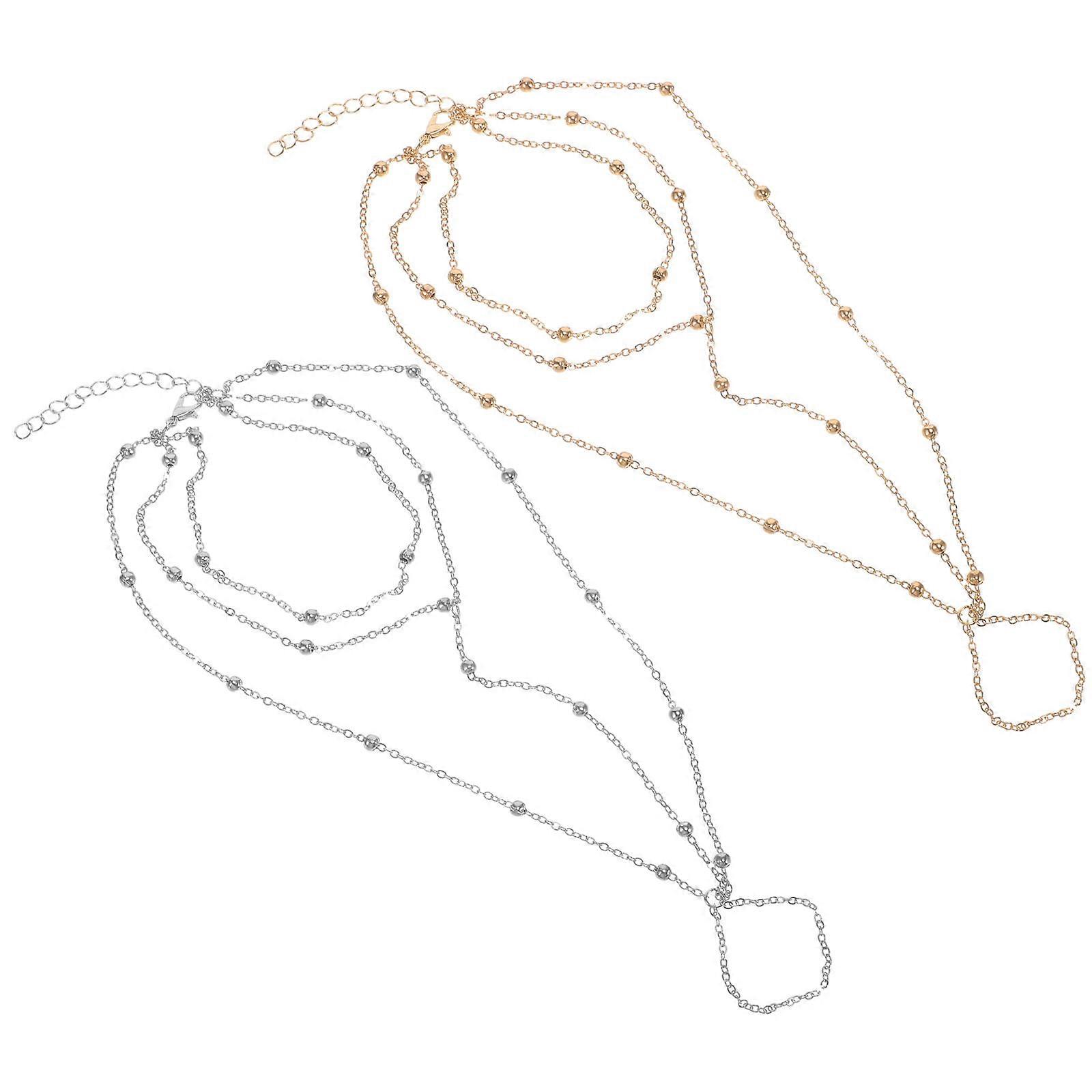 Adjustable Women Ankle Bracelets Metal Chain for 2Pcs Pack