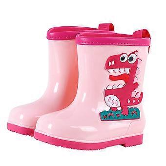 Barn Regnskor Tecknade Dinosaurie Mönstrade Regnskor Utomhus Halkfria Regnskor PVC Flickor Pojkar Småbarnsstövlar Rosa 6-7 År